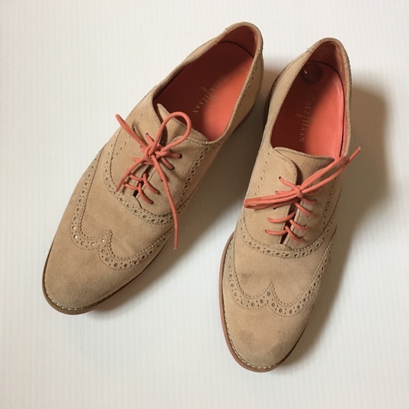 Cole Haan Other - Cole Haan Sand Suede and Coral Heeled Oxford